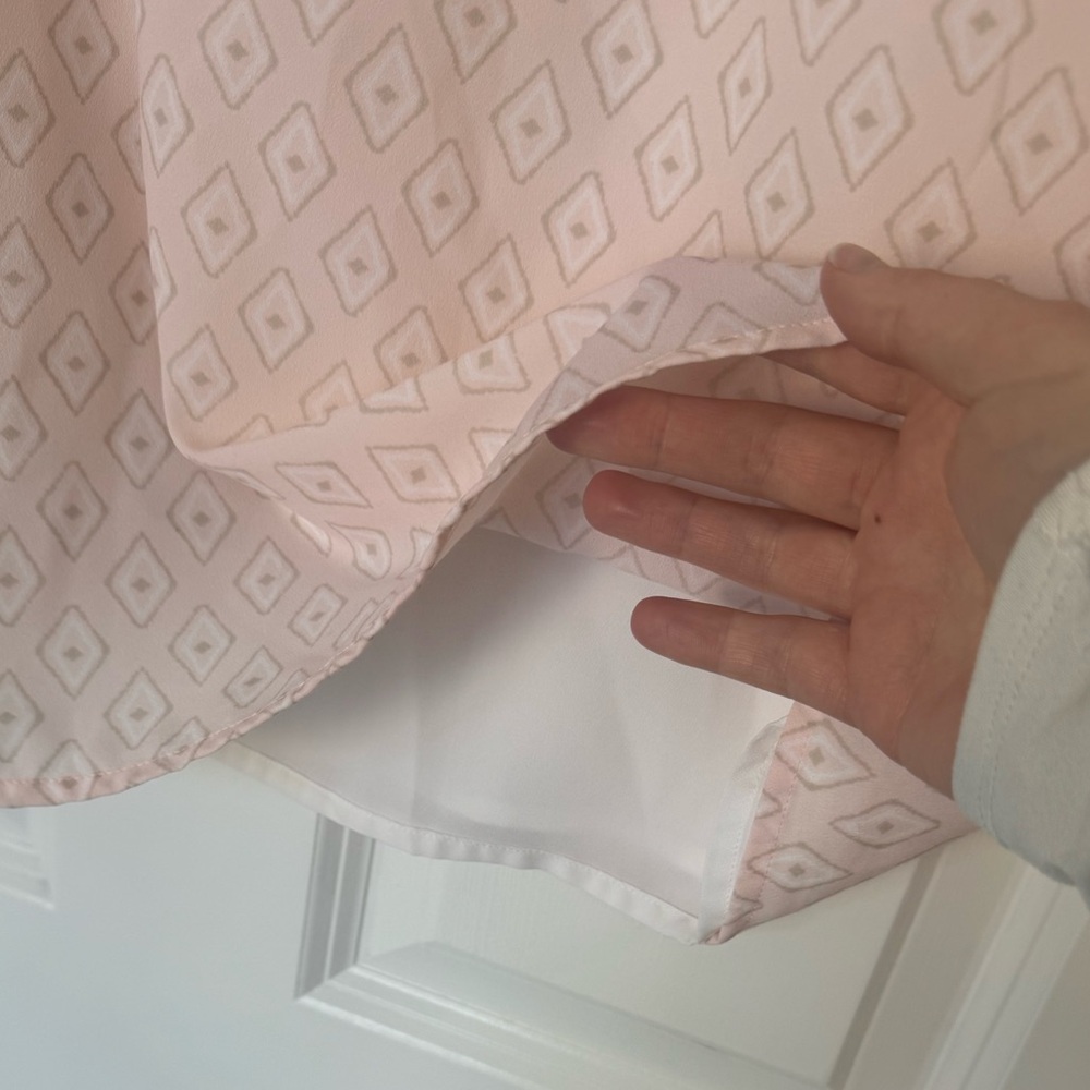 LOFT Light Pink Swing Diamond Patterned Mini Dres… - image 3